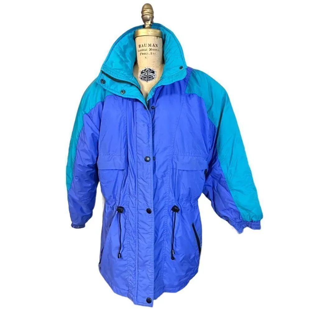 Vintage 80s Blue and Green Profile Ski Jacket